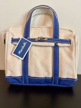 Boatkin Dupe, Mini Cream Canvas with Blue Trim, VIRAL TJ Maxx / Marshalls